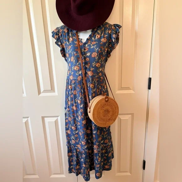 Wonderly Boho Floral Dress, ankle length, size S - Picture 2 of 7